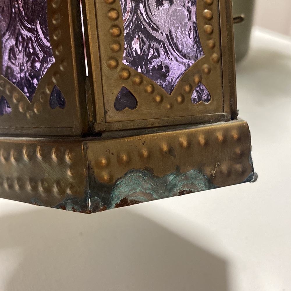 Rustic Lanterns green/Purple Stain Windows set of 4 - Picture 10 of 10
